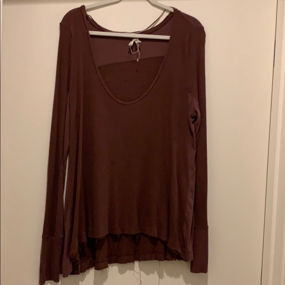 Maroon free people long sleeve top